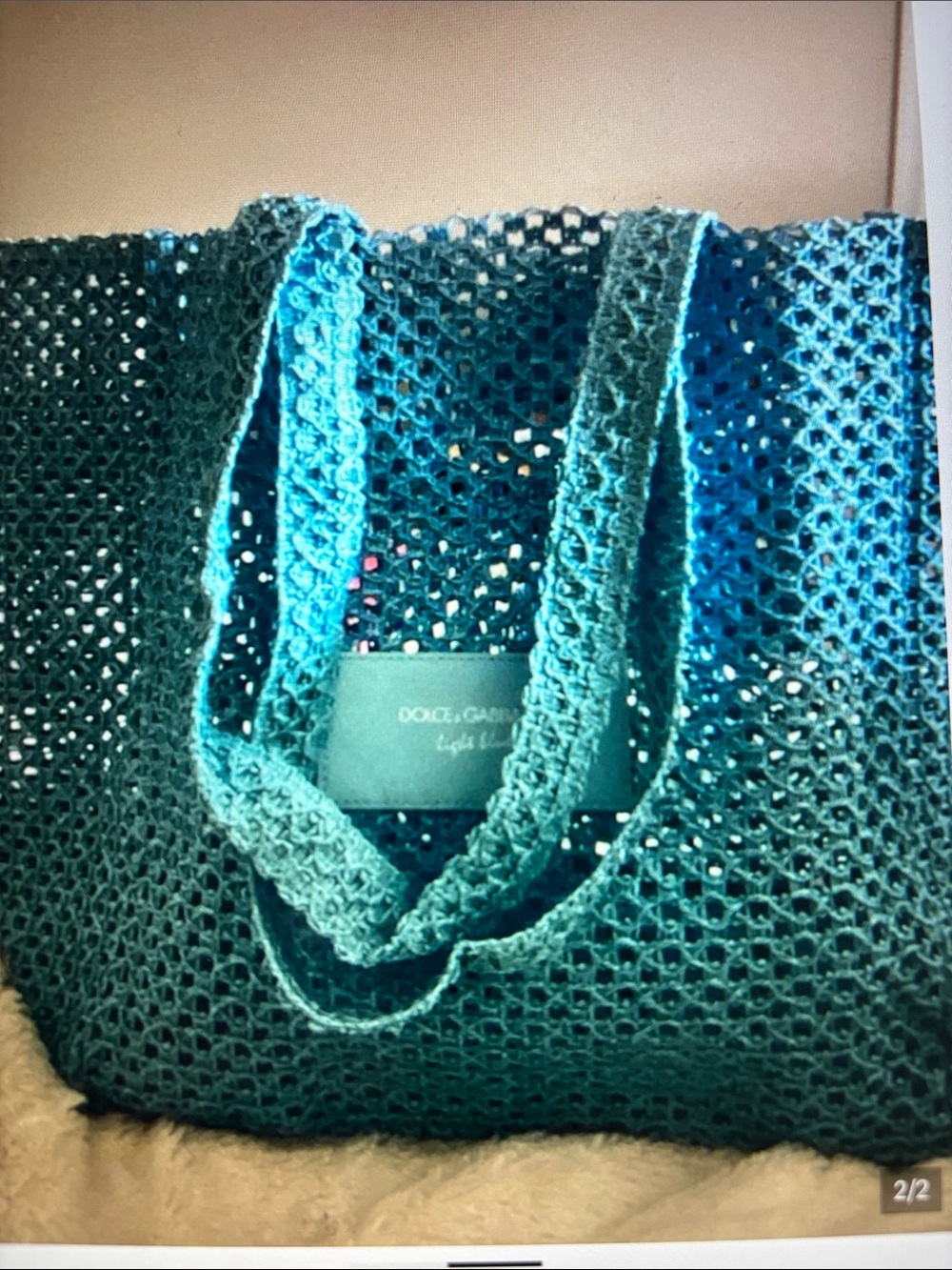Dolce & Gabbana light blue Crochet Tote/Beach bag New - Picture 2 of 2